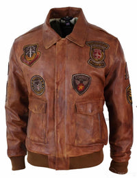 Moška pilotska bomber jakna Flying Pilot Vintage Tan z odstranljivim črnim krznenim ovratnikom - Nevada Timber