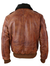 Moška pilotska bomber jakna Flying Pilot Vintage Tan z odstranljivim črnim krznenim ovratnikom - Nevada Timber