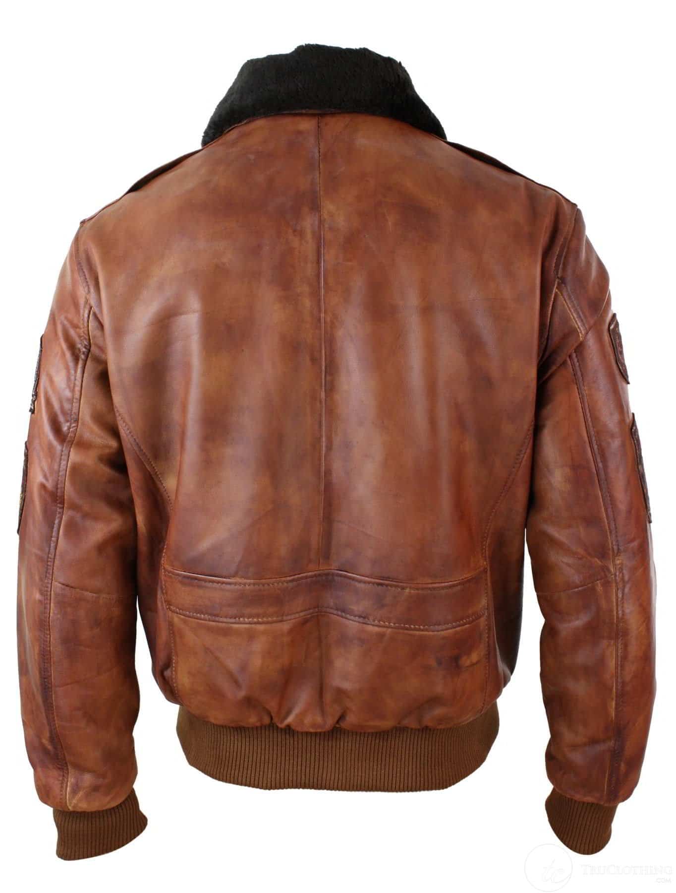 Moška pilotska bomber jakna Flying Pilot Vintage Tan z odstranljivim črnim krznenim ovratnikom - Nevada Timber