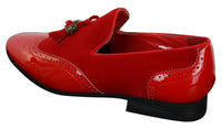 Moški čevlji Patron 239-10 slip-on resicami za vožnjo, sijoči črni lakirani usnjeni in PU semiš mokasini