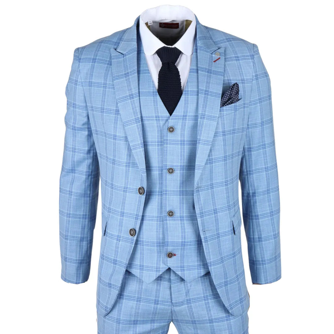Plowman - moški svetlo moder karirasti blazer