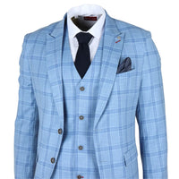 Plowman - moški svetlo moder karirasti blazer