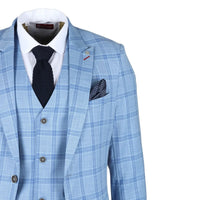 Plowman - moški svetlo moder karirasti blazer