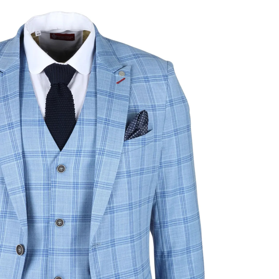 Plowman - moški svetlo moder karirasti blazer
