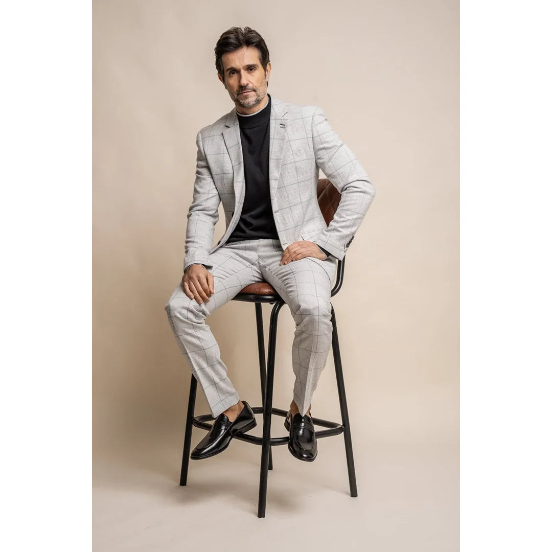 Radika - Moški svetlo siv karo blazer