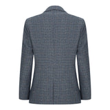 Fantovska tridelna obleka, temno moder tvidov karo, vintage retro kroj, 1920-ta