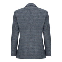 Fantovska tridelna obleka, temno moder tvidov karo, vintage retro kroj, 1920-ta