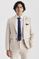 Regent - Krem karo blazer v stilu Weeding za moške