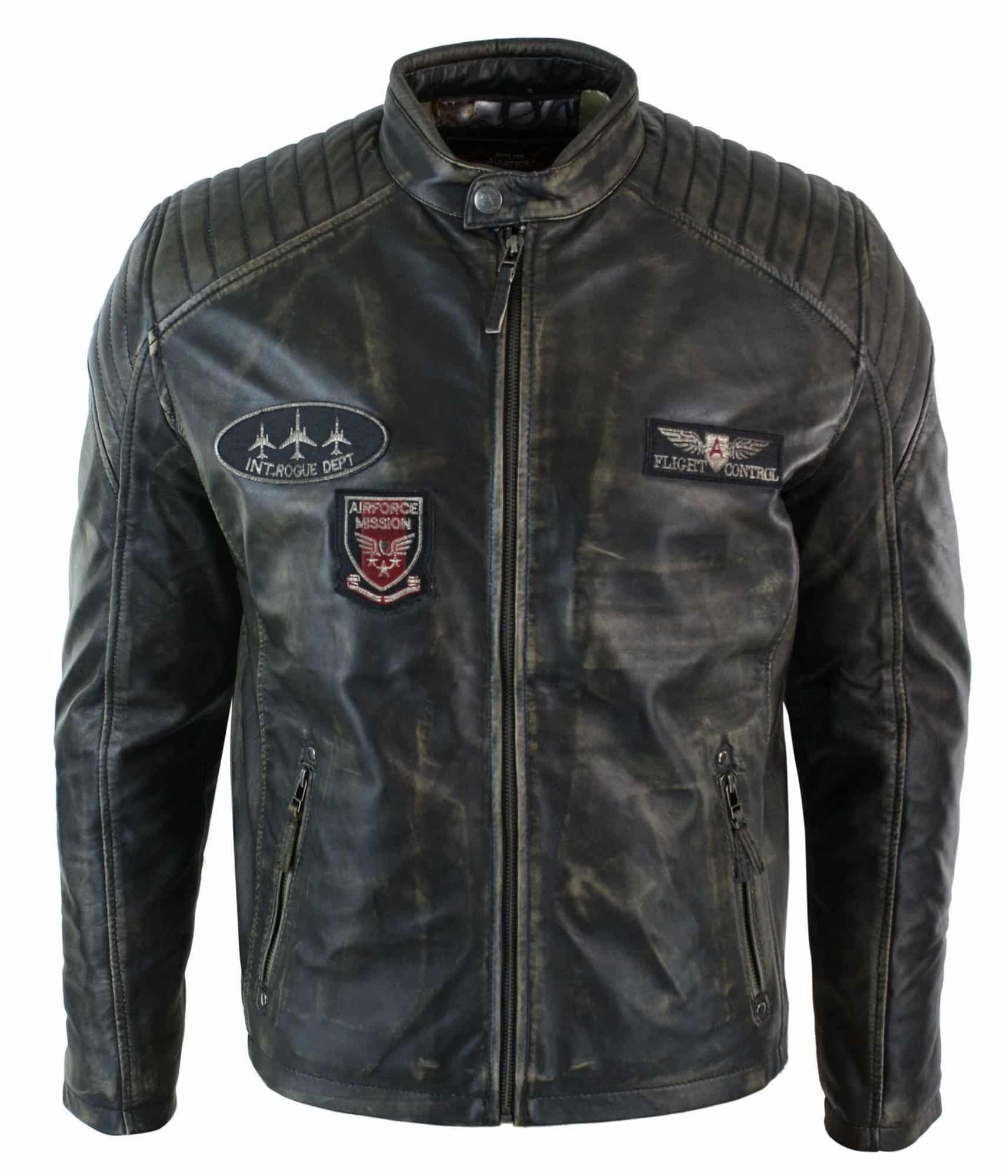 Moška motoristična jakna Airforce iz pravega usnja, oprana, obrabljena, ležerna, retro, vintage