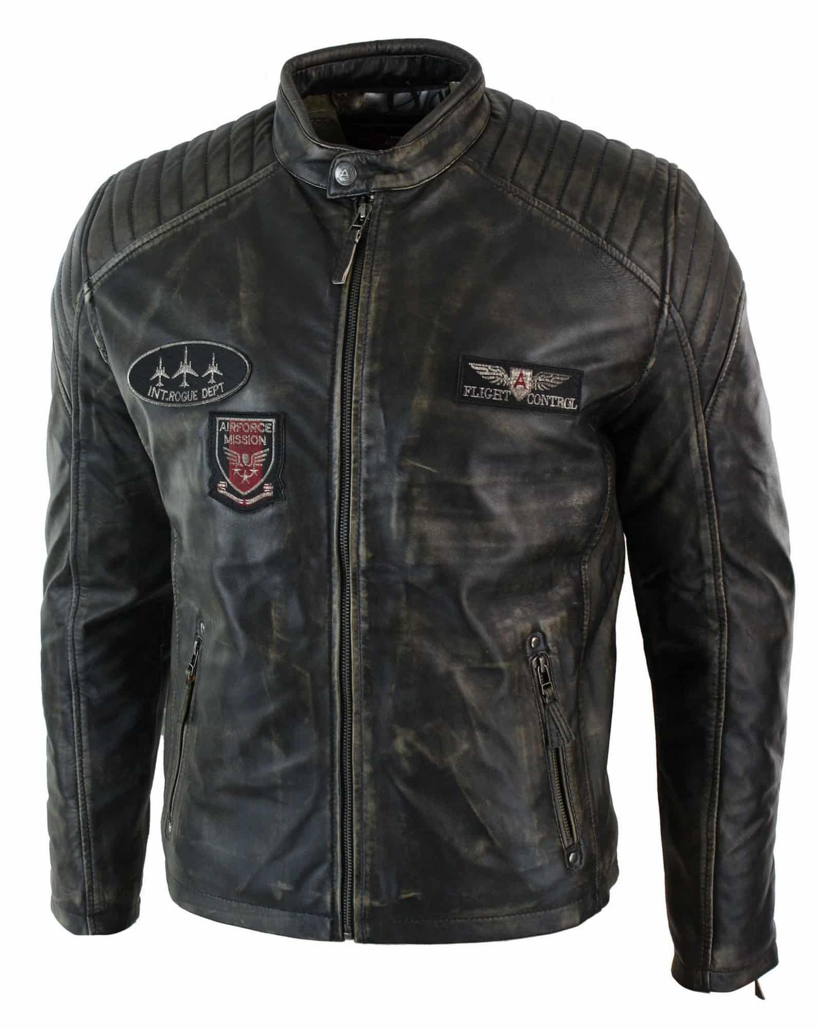 Moška motoristična jakna Airforce iz pravega usnja, oprana, obrabljena, ležerna, retro, vintage