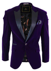 Cavani Rosa - moški mehak žamet, črno-modro, smoking, blazer, elegantno-ležerni kroj - vijoličen