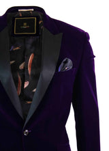 Cavani Rosa - moški mehak žamet, črno-modro, smoking, blazer, elegantno-ležerni kroj - vijoličen