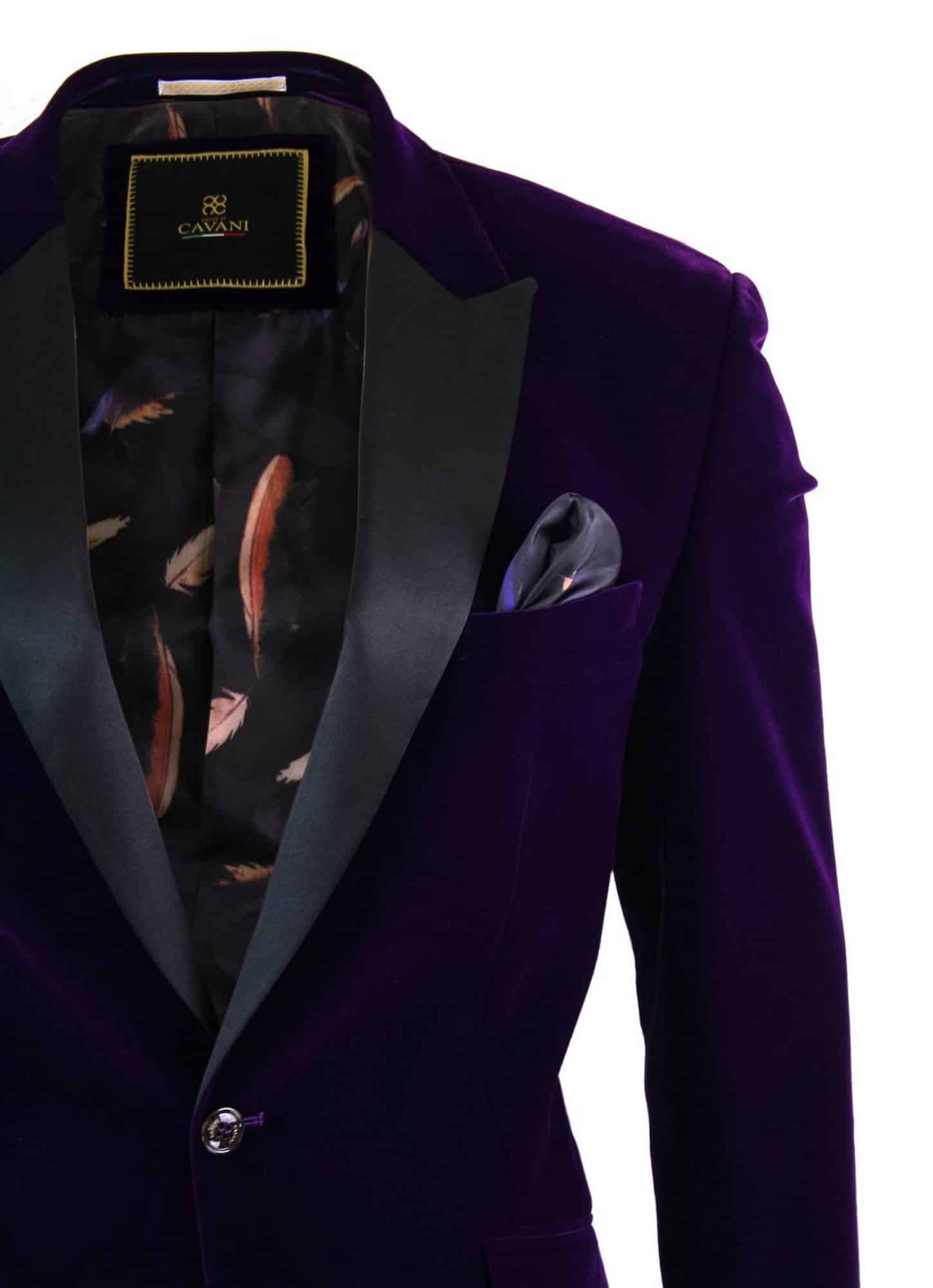 Cavani Rosa - moški mehak žamet, črno-modro, smoking, blazer, elegantno-ležerni kroj - vijoličen