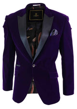 Cavani Rosa - moški mehak žamet, črno-modro, smoking, blazer, elegantno-ležerni kroj - vijoličen