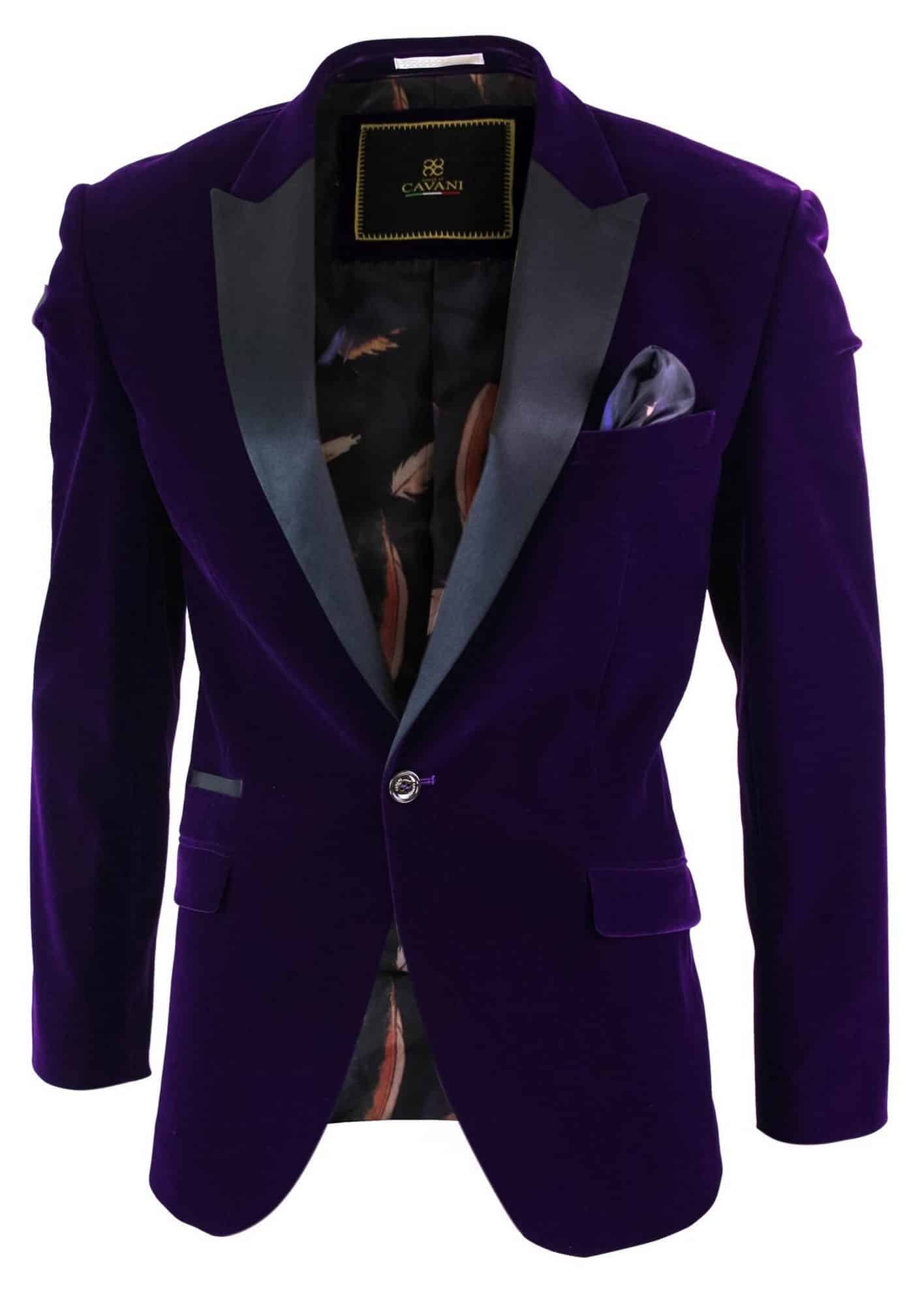 Cavani Rosa - moški mehak žamet, črno-modro, smoking, blazer, elegantno-ležerni kroj - vijoličen