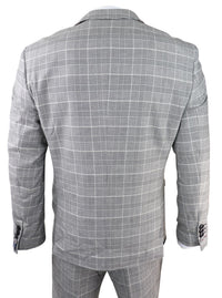Moška siva karo obleka Marc Darcy Prince of Wales Ross Office Wedding Slim Fit Classic
