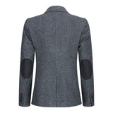 Ženski blazer obleka iz volnenega tvida z našitki na komolcu iz 20. let prejšnjega stoletja, vintage klasična siva