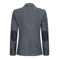 Ženski blazer obleka iz volnenega tvida z našitki na komolcu iz 20. let prejšnjega stoletja, vintage klasična siva