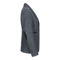 Ženski blazer obleka iz volnenega tvida z našitki na komolcu iz 20. let prejšnjega stoletja, vintage klasična siva