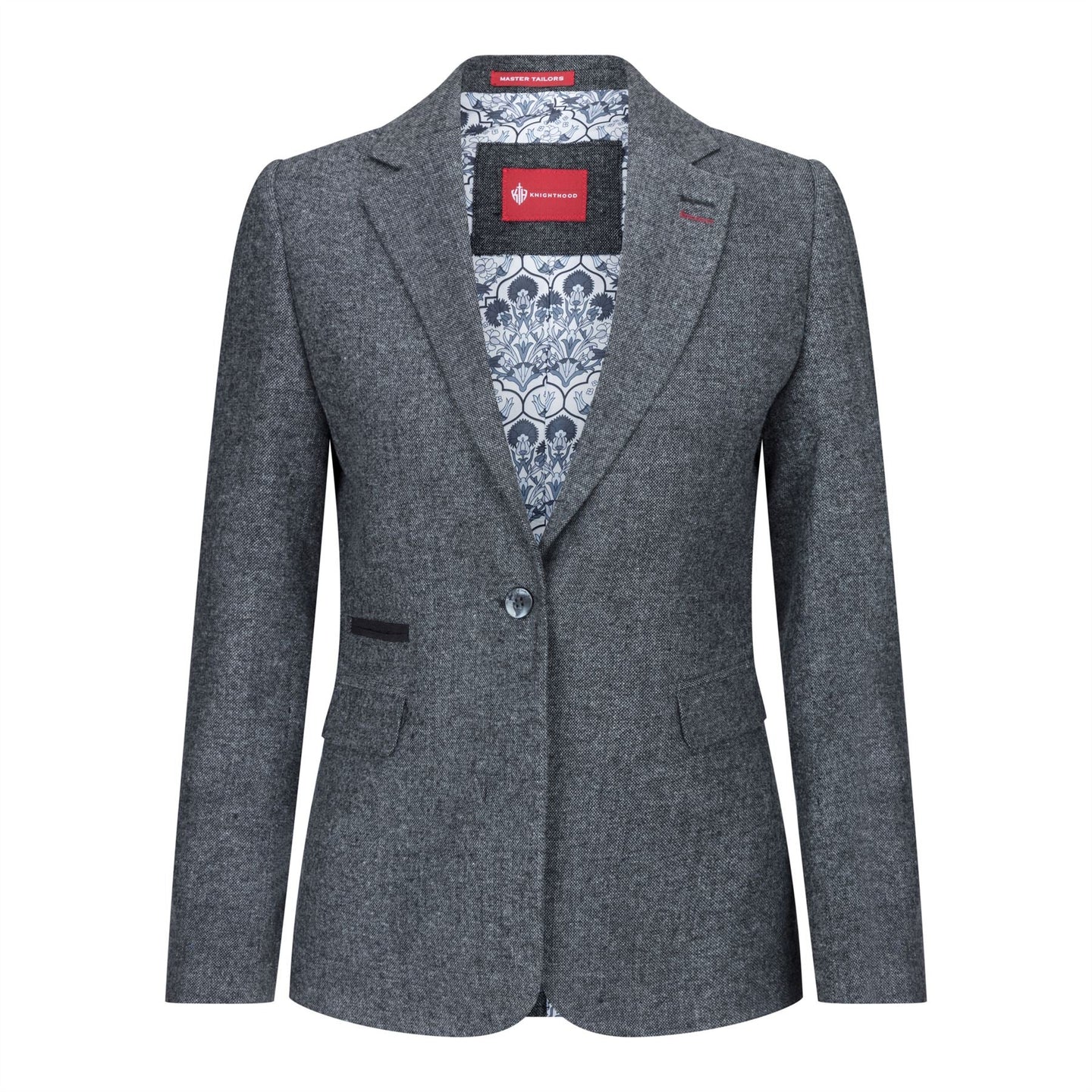 Ženski blazer obleka iz volnenega tvida z našitki na komolcu iz 20. let prejšnjega stoletja, vintage klasična siva