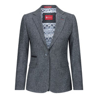 Ženski blazer obleka iz volnenega tvida z našitki na komolcu iz 20. let prejšnjega stoletja, vintage klasična siva
