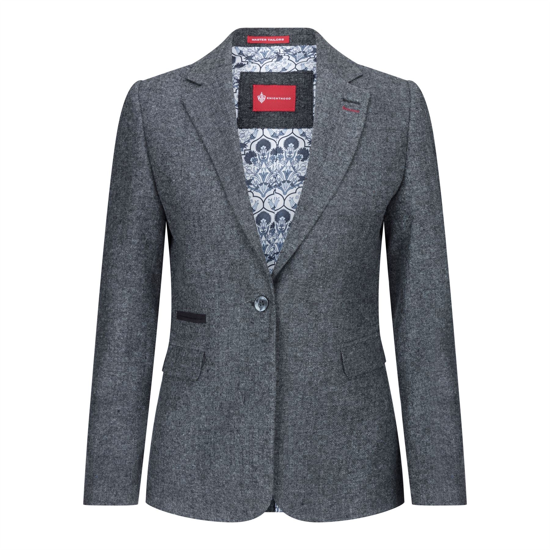 Ženski blazer obleka iz volnenega tvida z našitki na komolcu iz 20. let prejšnjega stoletja, vintage klasična siva