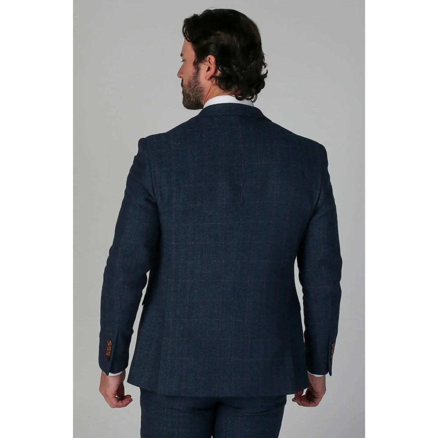 Scott - Moški moder tvidast karo blazer