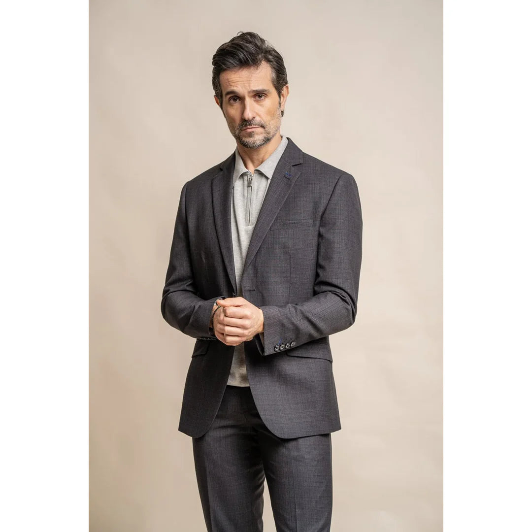 Seeba - moški klasični blazer v ogleni barvi