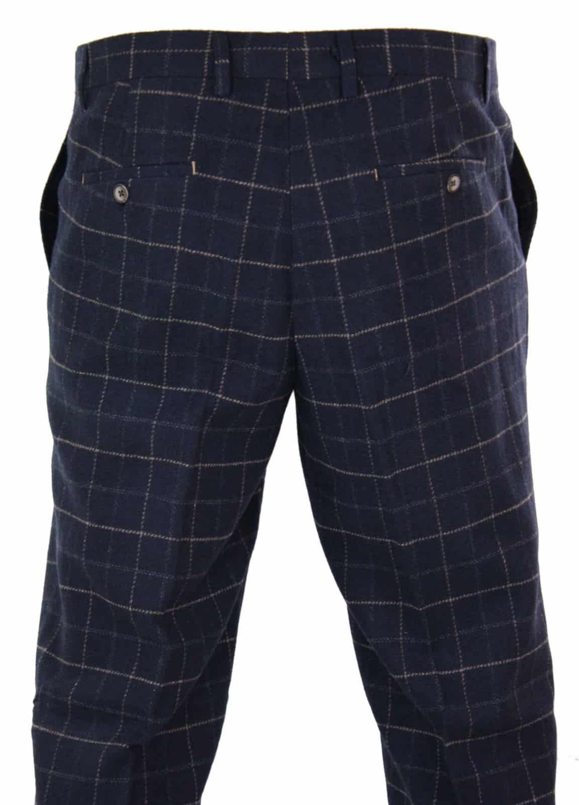 Cavani Shelby - Moške klasične tvid karirane vintage hlače Peaky Blinders