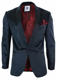 Moški žametni blazer s paisley vzorcem, črn kroj, smoking, elegantno-ležerni