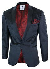 Moški žametni blazer s paisley vzorcem, črn kroj, smoking, elegantno-ležerni