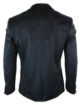 Moški žametni blazer s paisley vzorcem, črn kroj, smoking, elegantno-ležerni