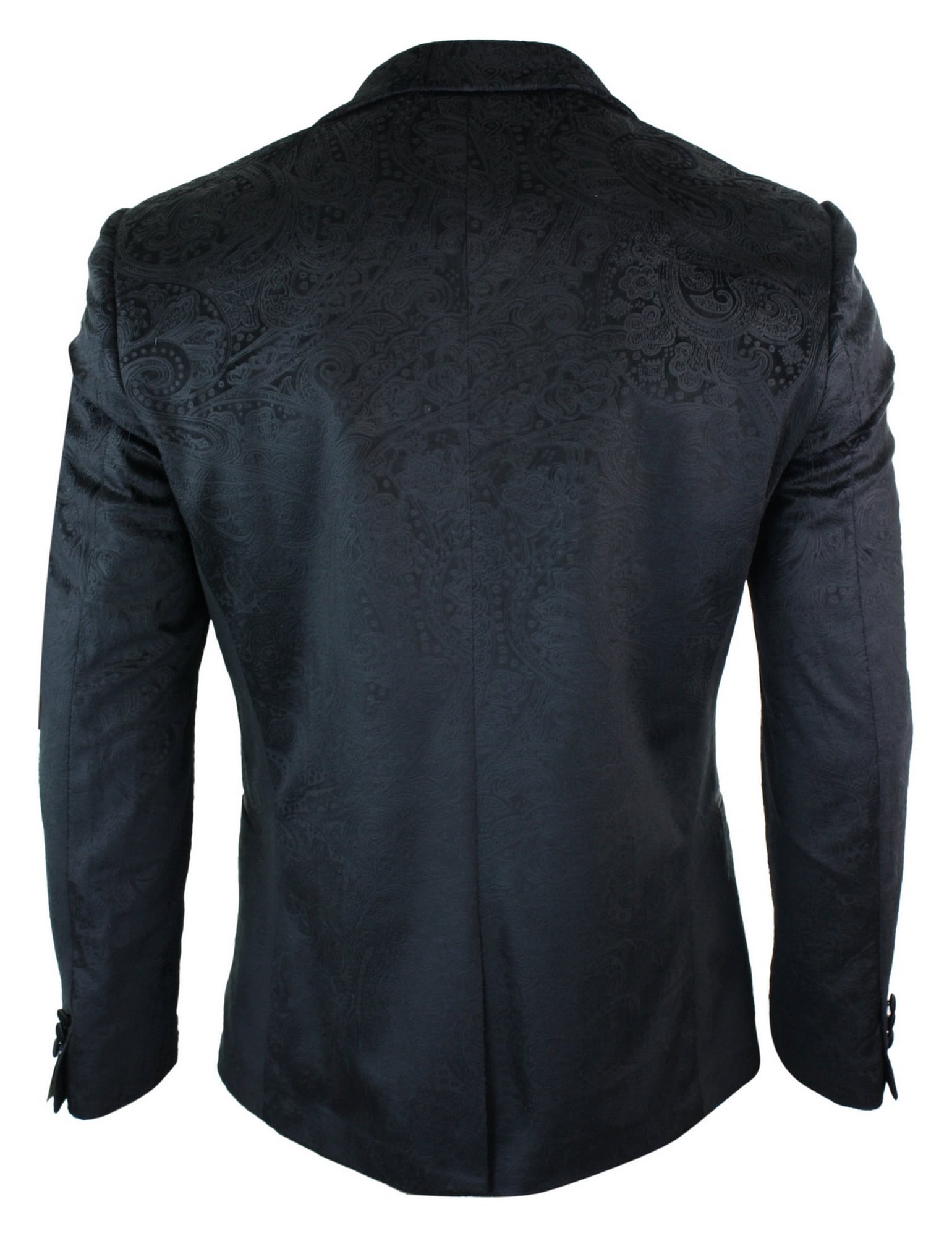 Moški žametni blazer s paisley vzorcem, črn kroj, smoking, elegantno-ležerni