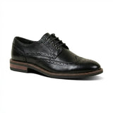 Stokes - Moški črni usnjeni čevlji z vezalkami Wingtip Brogue