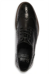 Stokes - Moški črni usnjeni čevlji z vezalkami Wingtip Brogue