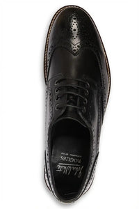 Stokes - Moški črni usnjeni čevlji z vezalkami Wingtip Brogue