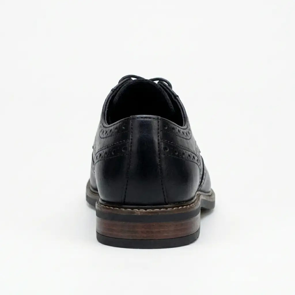Stokes - Moški črni usnjeni čevlji z vezalkami Wingtip Brogue