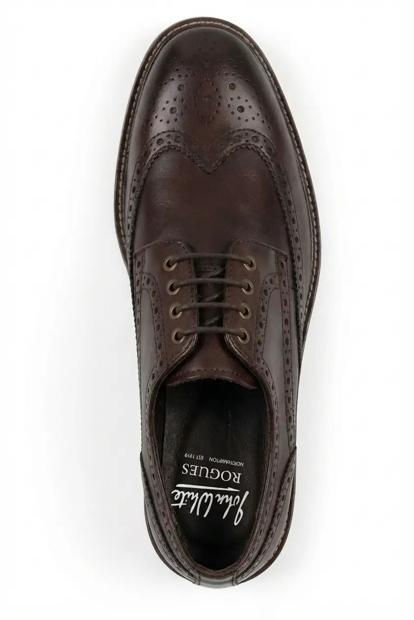 Stokes - Moški rjavi usnjeni čevlji z vezalkami Wingtip Brogue