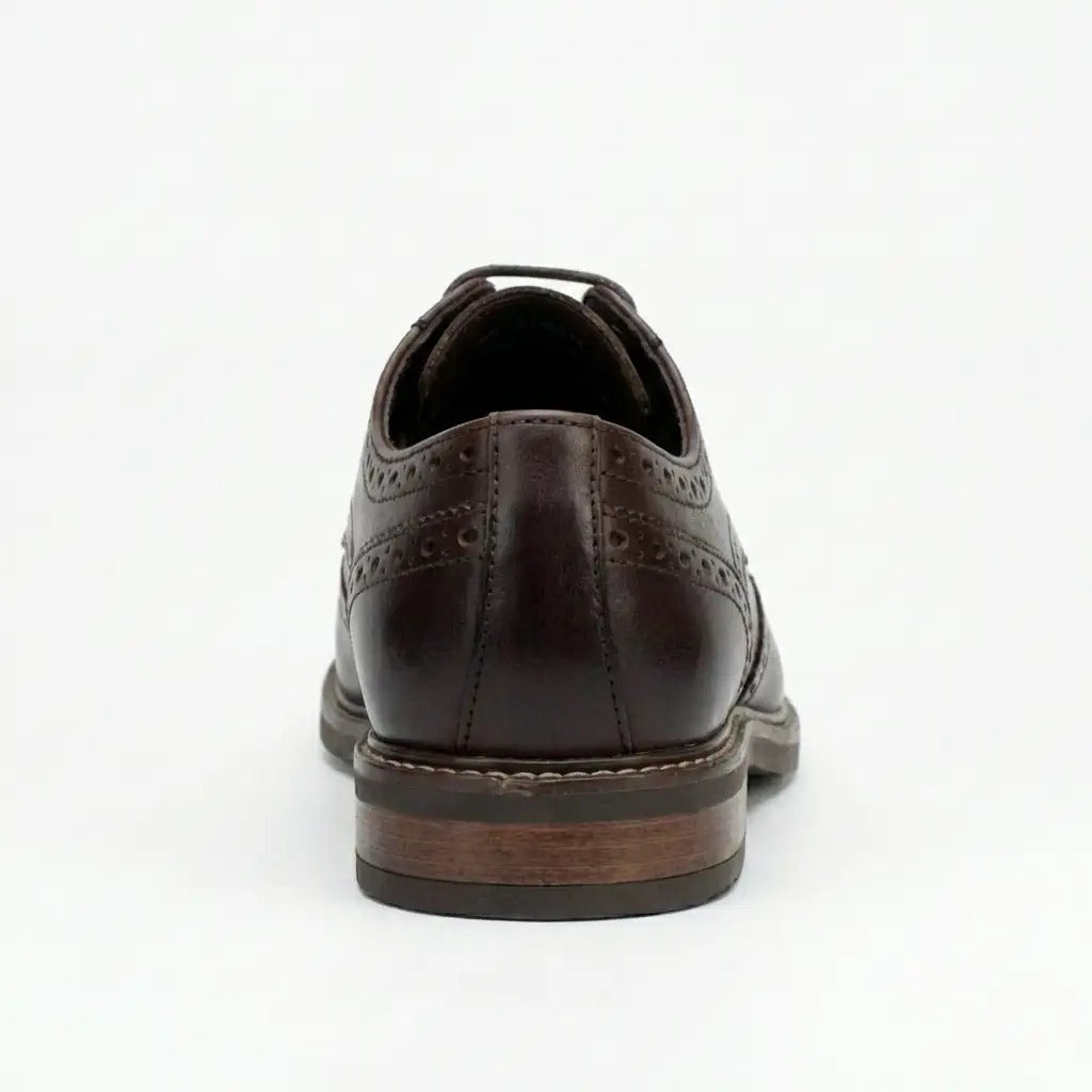Stokes - Moški rjavi usnjeni čevlji z vezalkami Wingtip Brogue