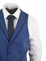 Moški moder telovnik iz tvida, ribje kosti, volne, Peaky Blinders, vintage retro