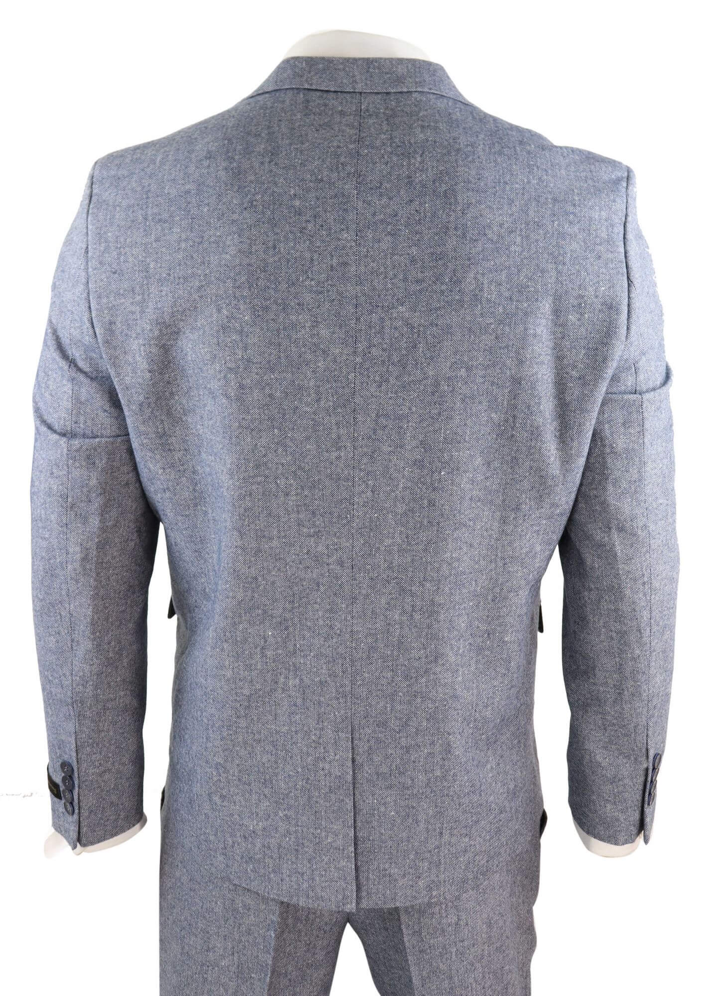 Moška svetlo modra vintage tvidasta tridelna obleka - STZ13