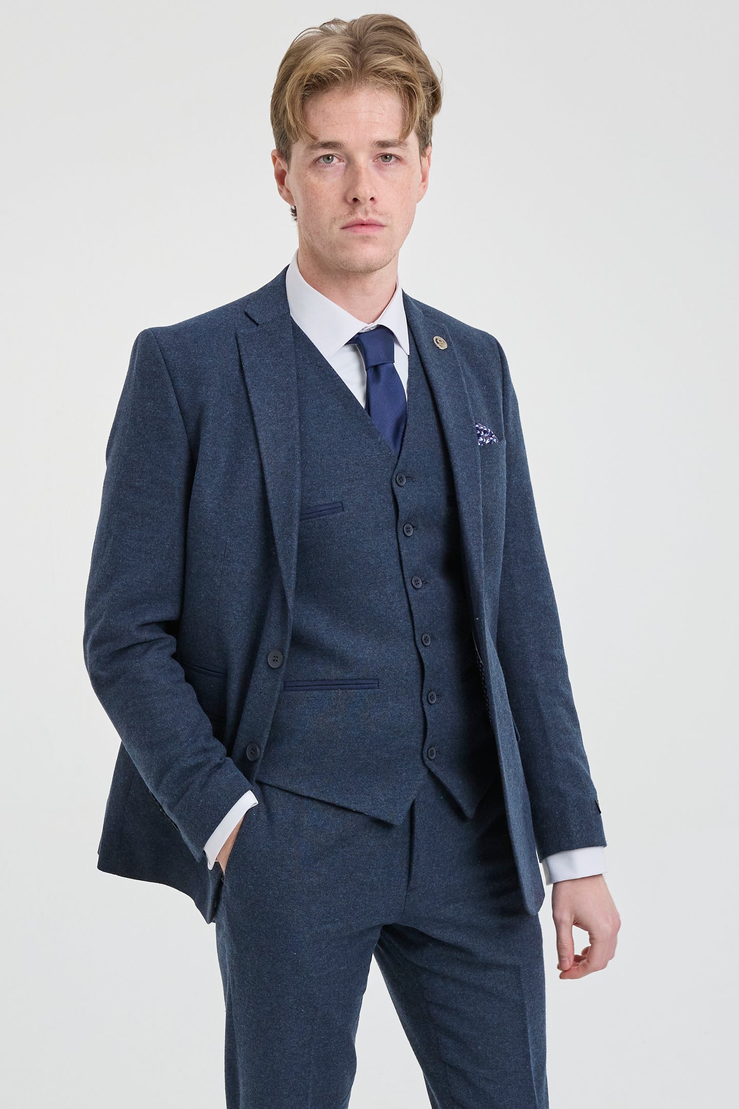 Moška temno modra volnena obleka Peaky Blinders