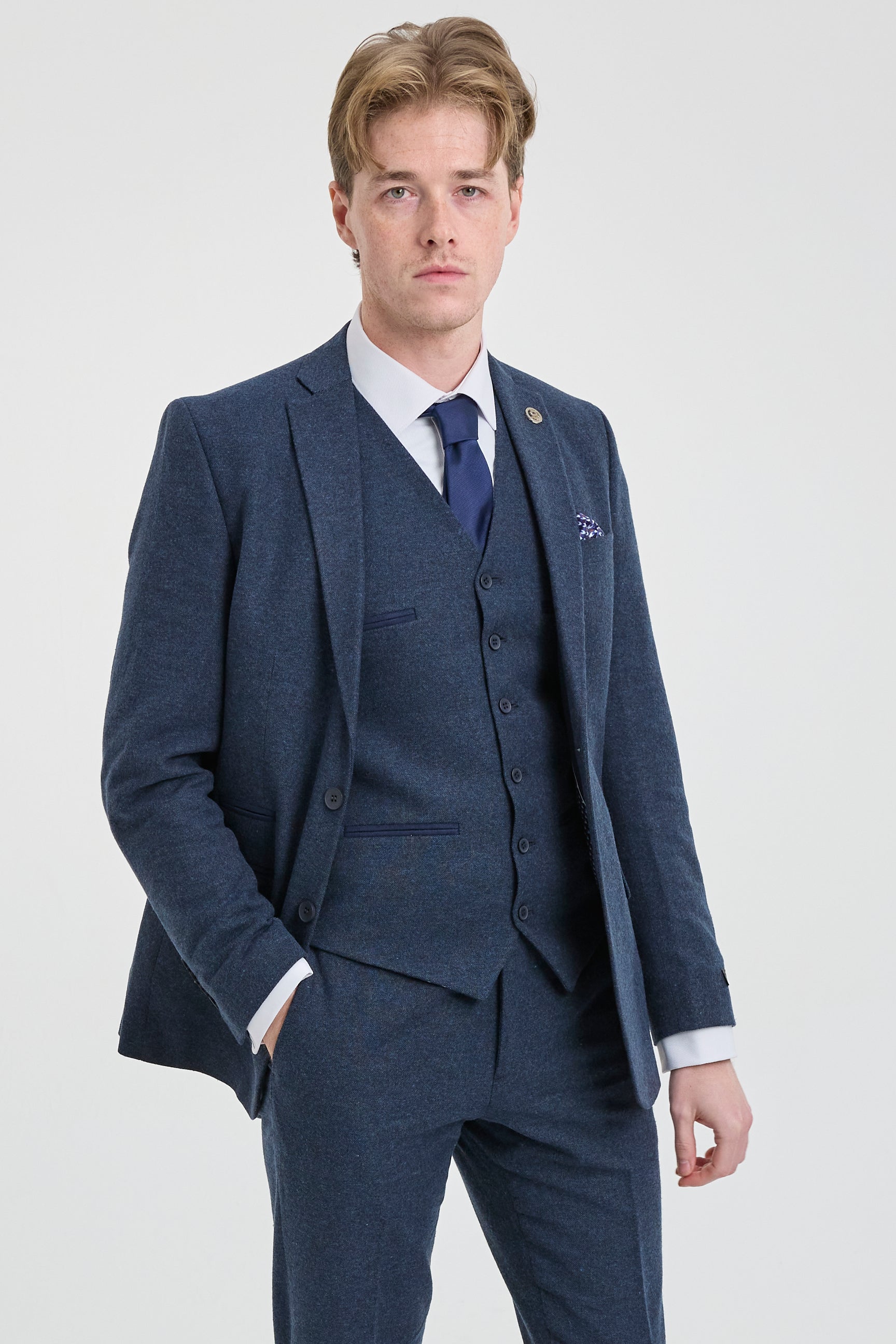 Moška temno modra volnena obleka Peaky Blinders