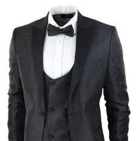 Moški smoking blazer in telovnik iz brokata, satenasto črn kroj - brez hlač