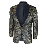 STZ64-65 - Moški žametni blazer s cvetličnim vzorcem in paisley vzorcem, črn, za smoking
