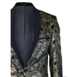 STZ64-65 - Moški žametni blazer s cvetličnim vzorcem in paisley vzorcem, črn, za smoking