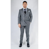 STZ90 - Moška siva dvodelna obleka z dvojnim zapenjanjem