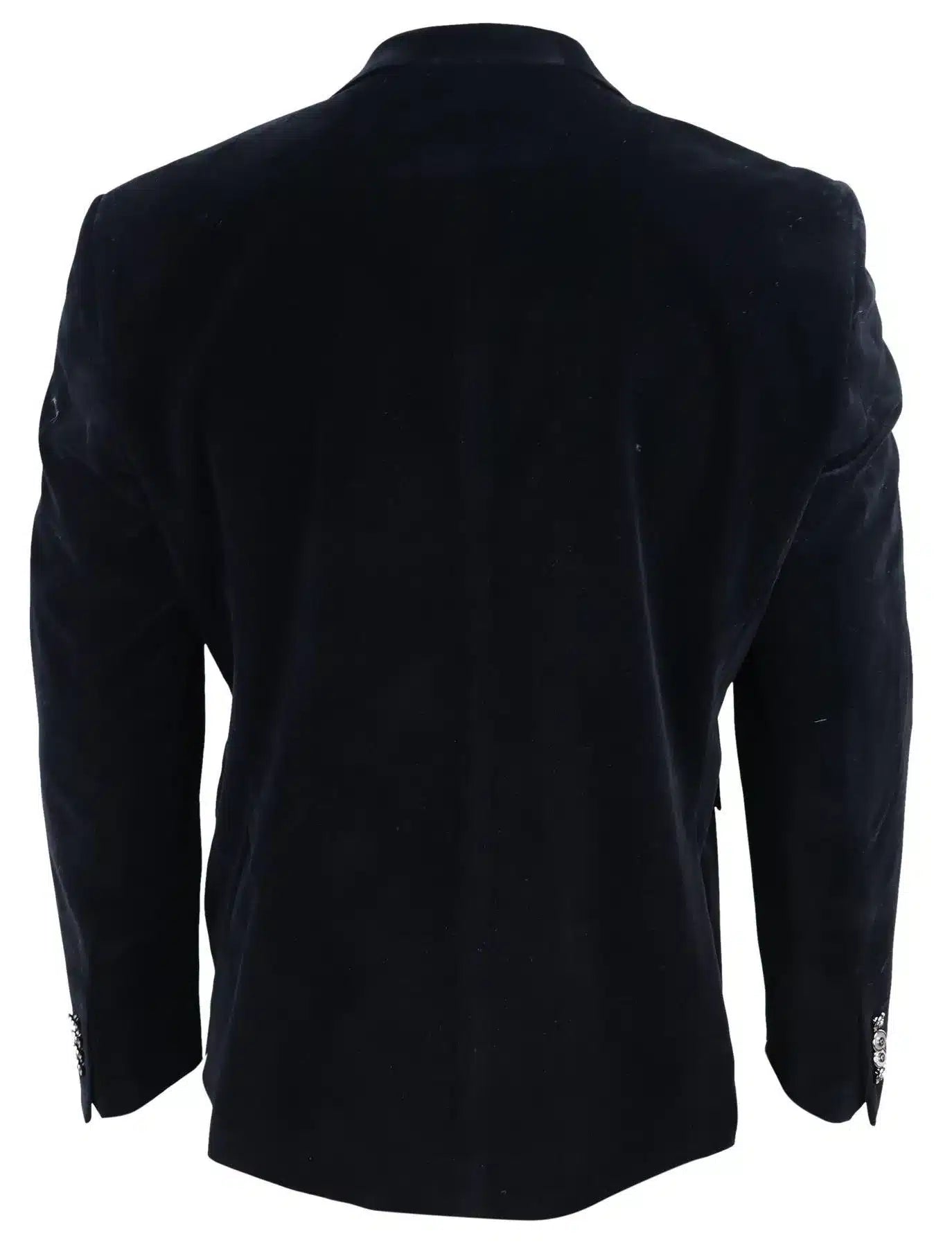 Moški žametni suknjič, suknjič z 2 gumboma, elegantno-ležerni, formalni, krojen kroj - črn