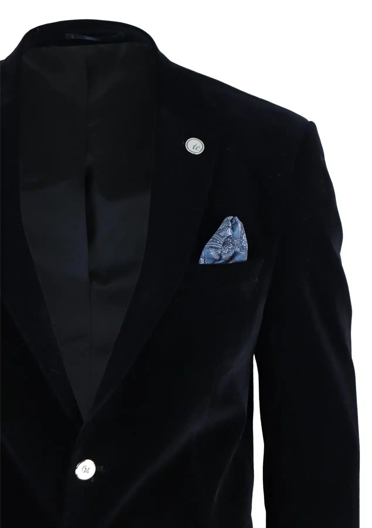 Moški žametni suknjič, suknjič z 2 gumboma, elegantno-ležerni, formalni, krojen kroj - črn