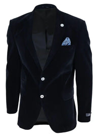 Moški žametni suknjič, suknjič z 2 gumboma, elegantno-ležerni, formalni, krojen kroj - črn